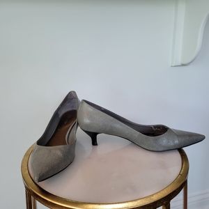 Nine West.  Grey crocodile print kitten heel shoes Size 9 1/2